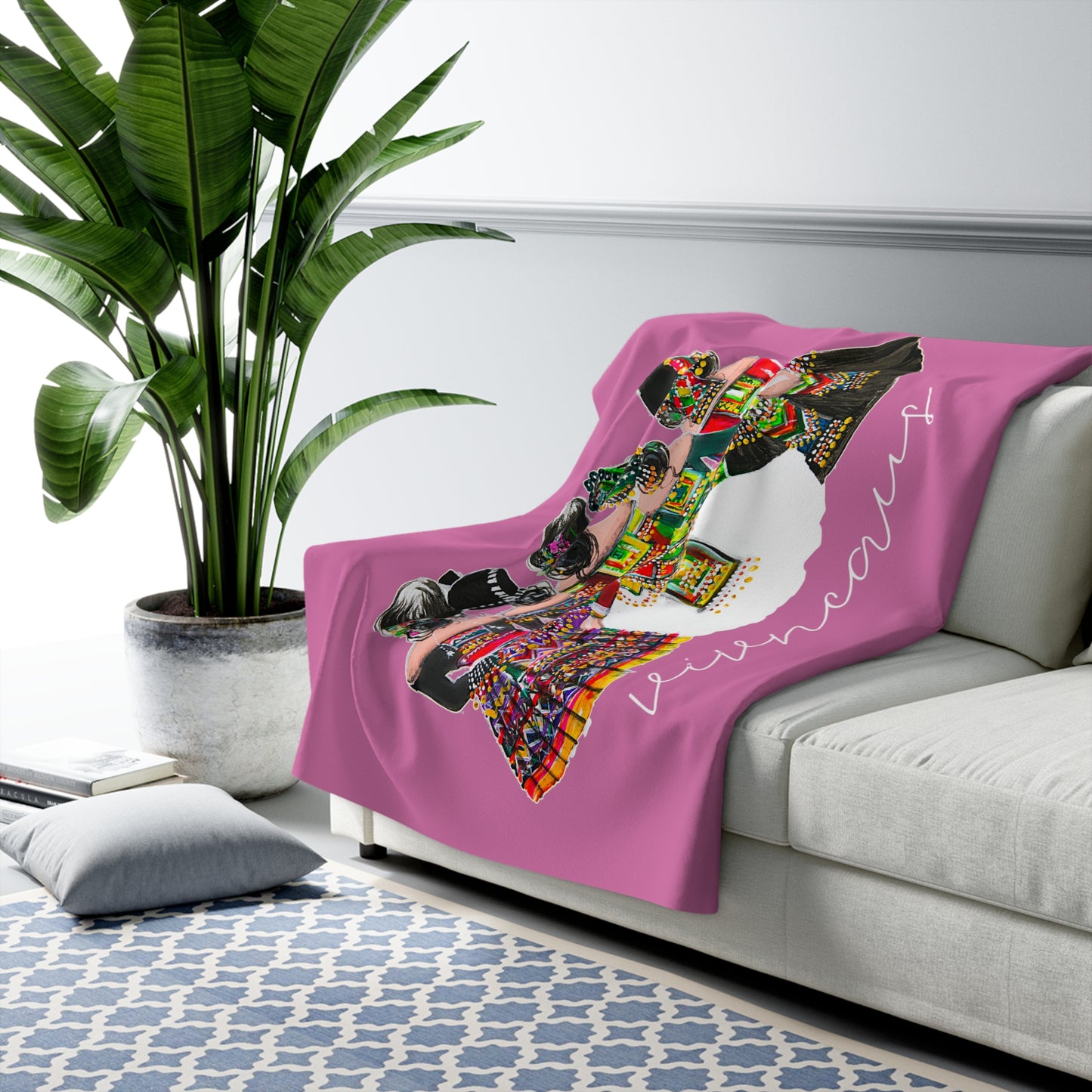 Vivncaus_01 Sherpa Fleece Blanket-Pink