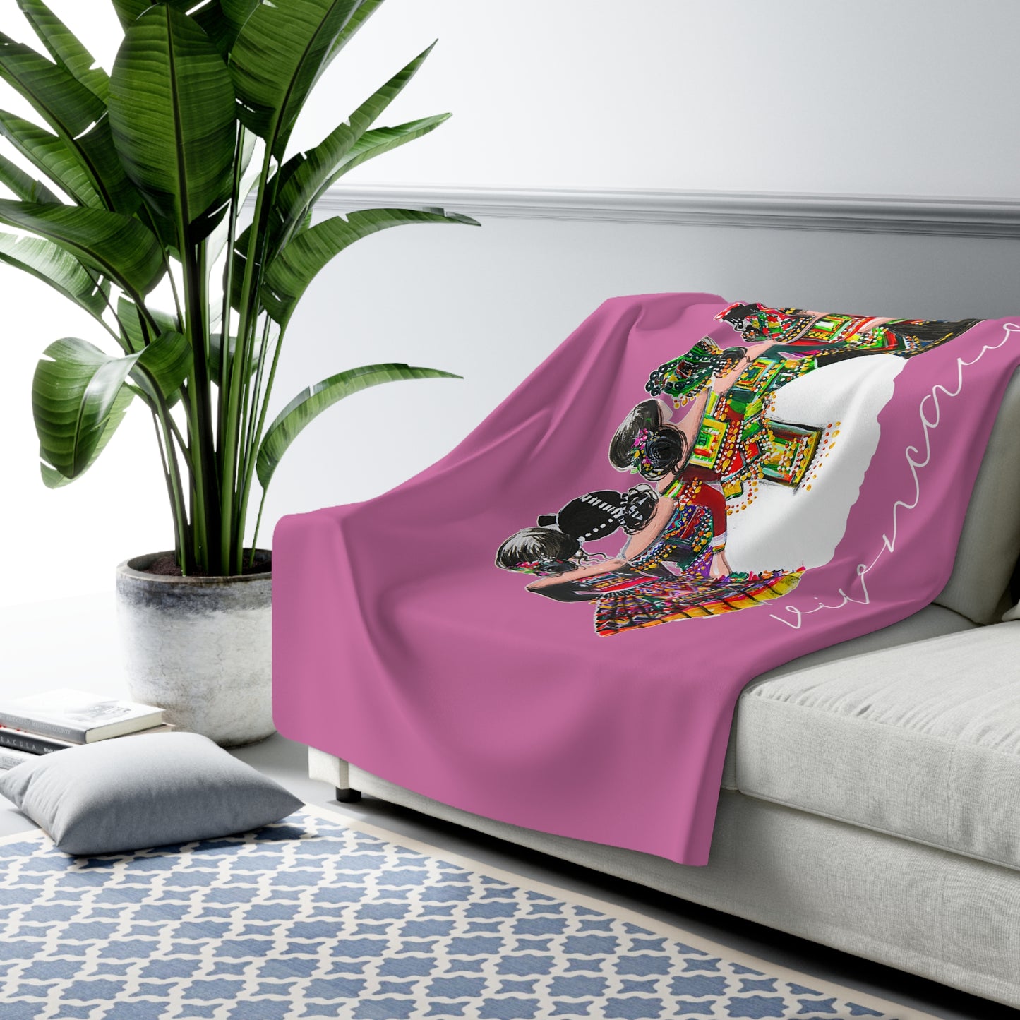 Vivncaus_01 Sherpa Fleece Blanket-Pink
