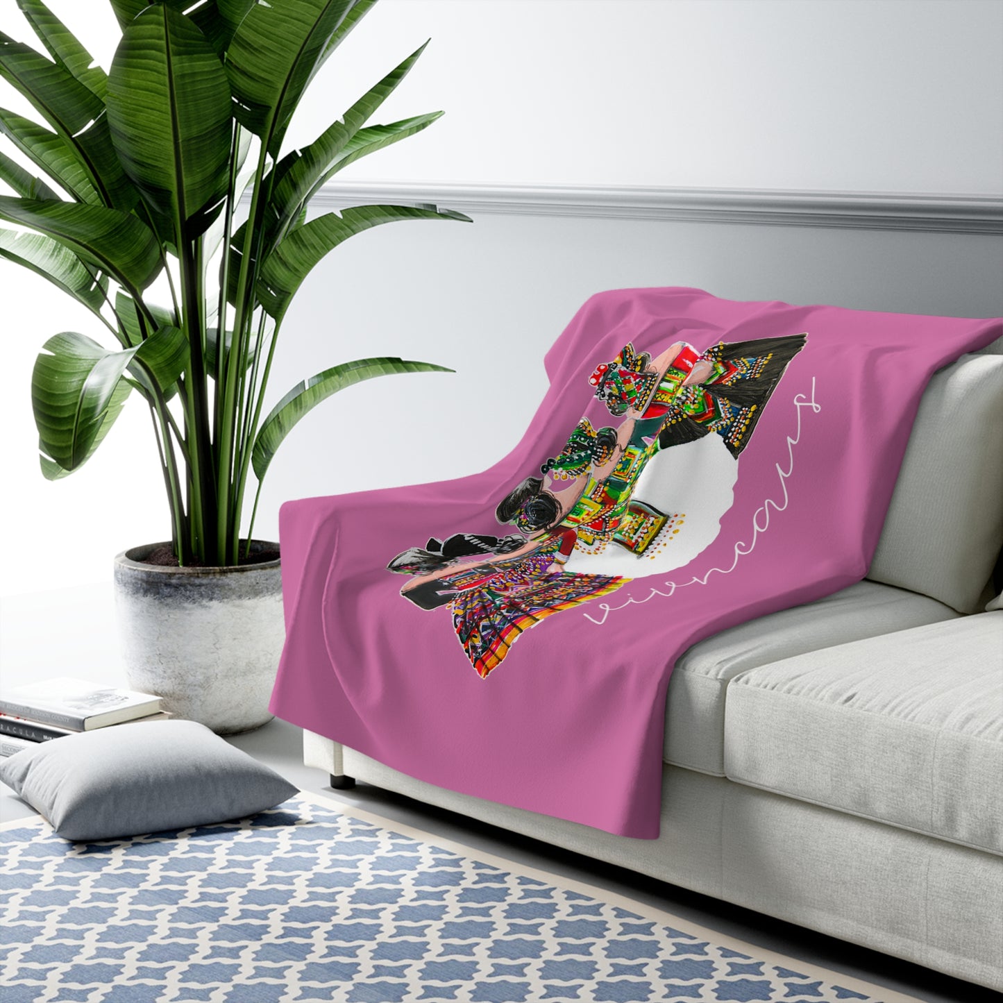 Vivncaus_01 Sherpa Fleece Blanket-Pink
