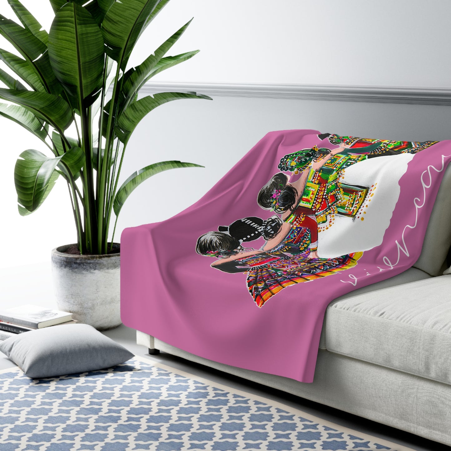 Vivncaus_01 Sherpa Fleece Blanket-Pink